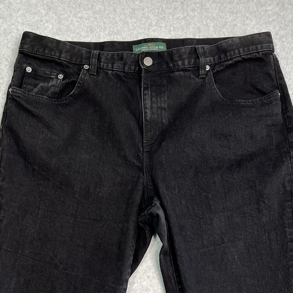 LRL Lauren Jeans Co Classic Straight Leg Jeans Womens Black Denim 16W